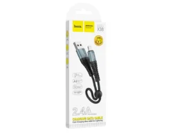 Кабель USB - 8 pin HOCO X38 Cool, 0.25м, круглый, 2.4A, ткань, цвет: черный (1/31/310)