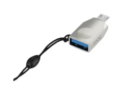 Переходник микро USB - USB(f) HOCO UA10, плоский, пластик, цвет: серебряный (1/32/320)