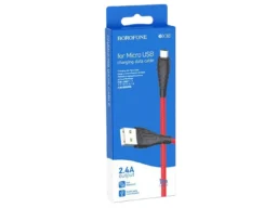 Кабель USB - микро USB Borofone BX38, Cool, 1.0м, круглый, 2.4A, силикон, цвет: красный(1/360)