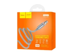 Кабель USB - микро USB HOCO U40A  1.0м, круглый, 2.1A, ткань, в переплёте, магнит, серый (1/28/168)
