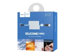 Кабель USB - микро USB HOCO X21, 1.0м, круглый, 2.0A, силикон, цвет: белый, чёрная вставка (1/29/174