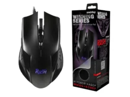 Мышь игровая проводная Smartbuy RUSH 726 черная,  + коврик (SBM-726G-K) (1/40)
