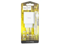 СЗУ 1 USB , Type-C HOCO C97A, 3000mA, PD, PPS, QC, FCP, AFC, кабель Type-C - 8-pin,белый (1/30)