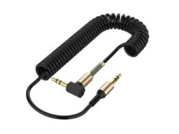 AUX  1.8м. (JD-238)  СПИРАЛЬ угловой с пружиной (Black)