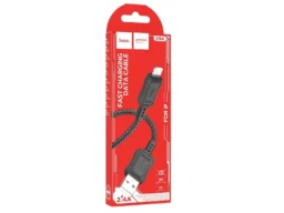 Кабель USB - 8 pin HOCO X94 Leader, 1.0м, 2.4A, ткань, цвет: чёрный (1/33/330)