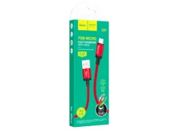 Кабель USB - микро USB HOCO X89 Wind, 1.0м, 2.4A, ткань, цвет: красный (1/1000)