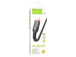 Кабель USB - 8 pin HOCO X59 Victory, 2.0м, круглый, 2.4A, нейлон, цвет: черный (1/30/300)